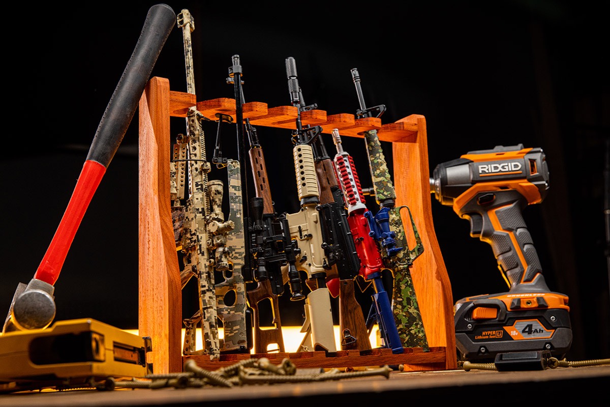 GoatGuns die-cast model collection on display